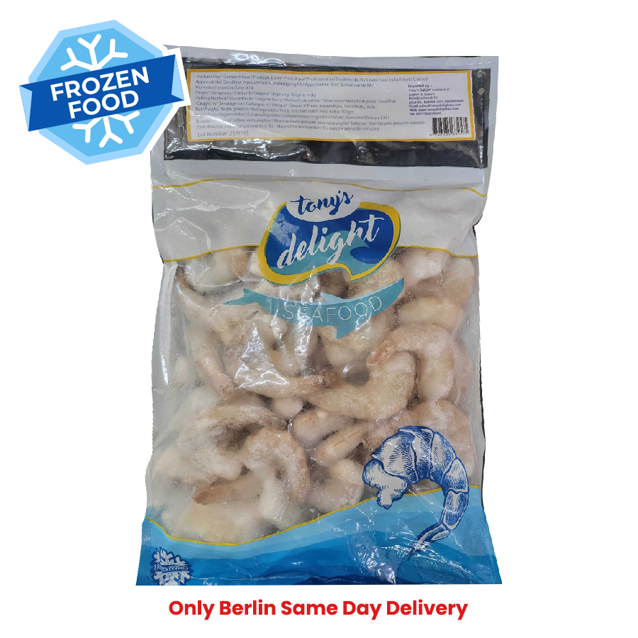 Frozen Tony Delight's Vannamei Shrimp (HLSO) 26/30 1kg - Only Berlin Same Day Delivery