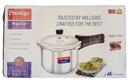 Prestige Popular Stainless Steel Pressure Cooker 3L (No Refund / No Guarantee)