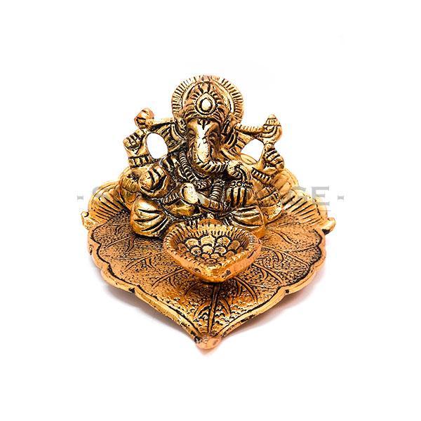 Ganeshji Statue (Sitting on Leaf) (Murti)