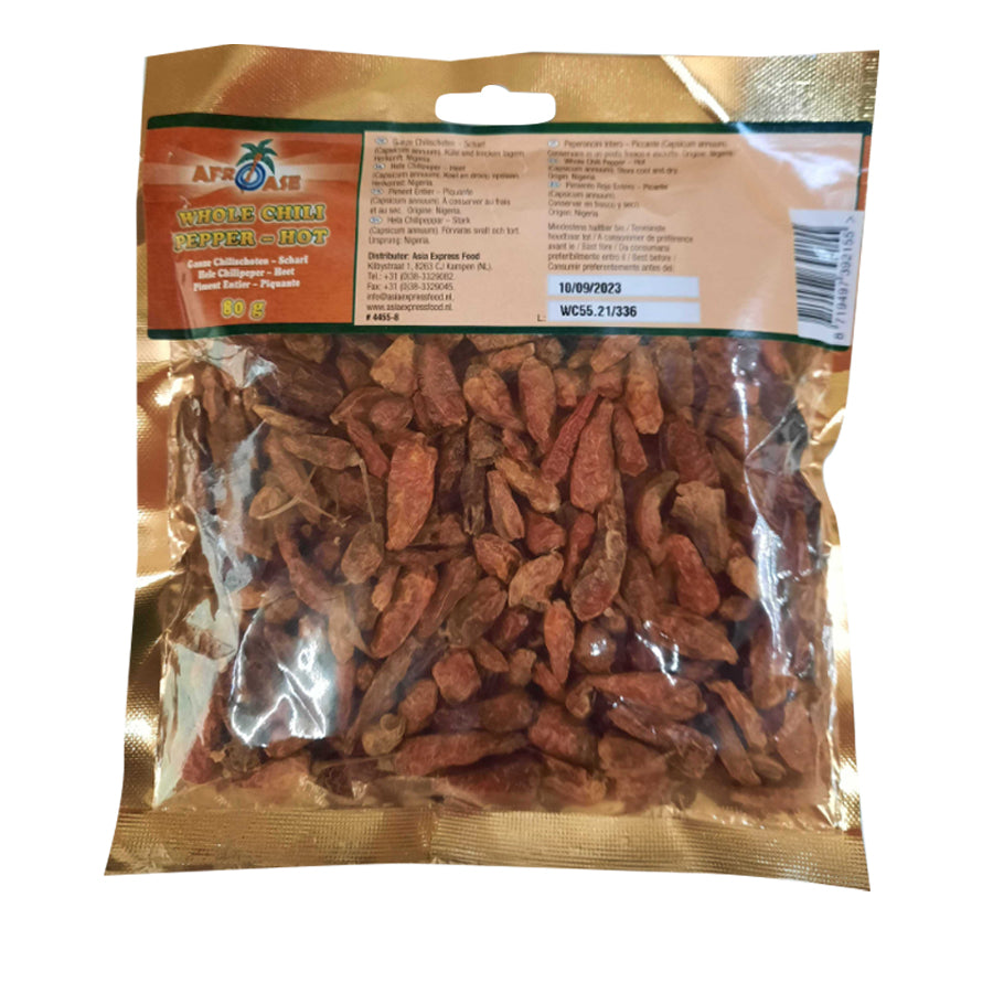 Afroase Whole Chilli Pepper -Hot 80gm