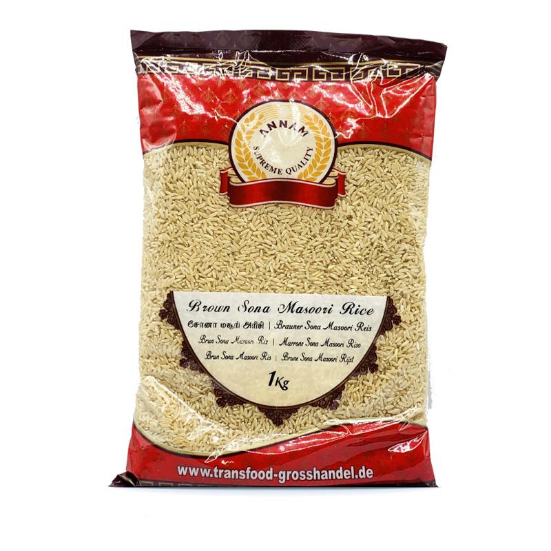 Annam Brown Sona Masoori Rice 1kg - Spice Village