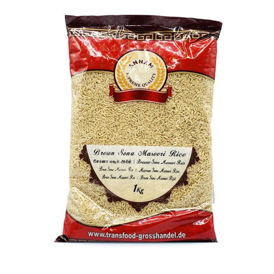 Annam Brown Sona Masoori Rice 1kg - Spice Village