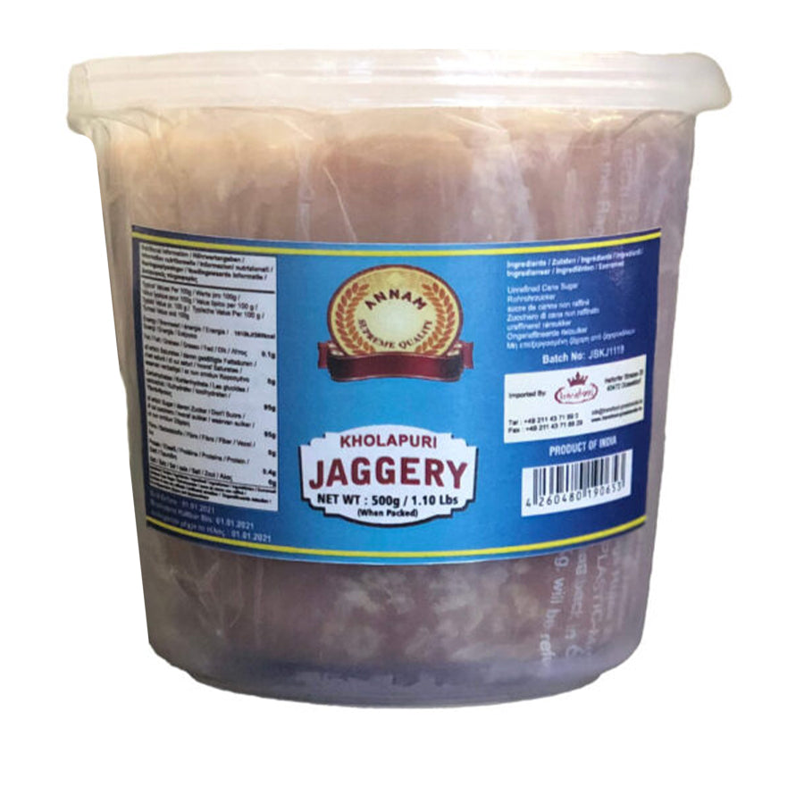 Annam Kolhapuri Jaggery White Jar 500gm - Spice Village