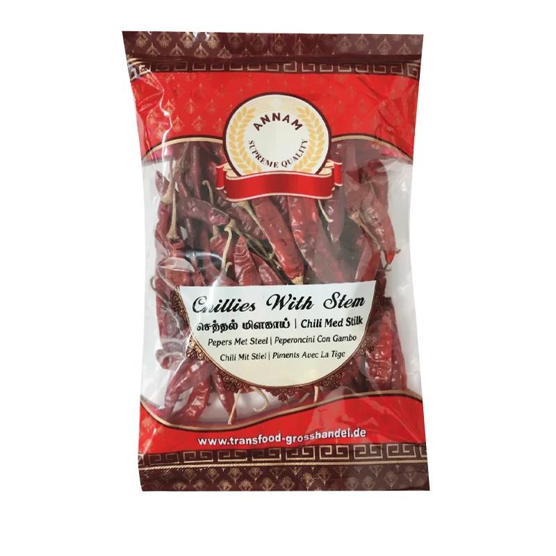 Annam Red Chillies With Stem 500gm - Spice Village