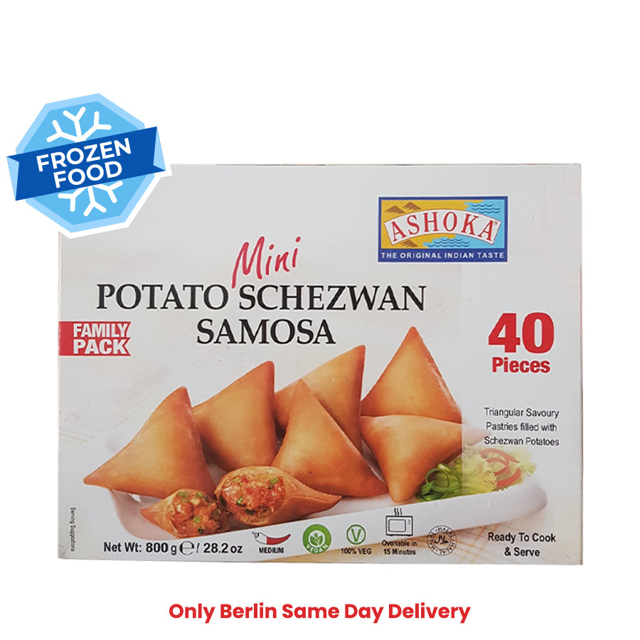 Frozen Ashoka Potato Schezwan Mini Samosa (40pieces) 800gm - Only Berlin Same Day Delivery - Spice Village