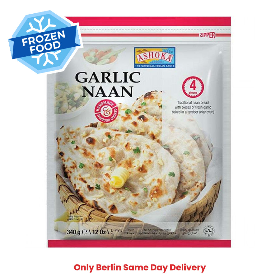 Frozen Ashoka Tandoori Garlic Naan (4 pieces) 340gm - Only Berlin Same Day Delivery - Spice Village