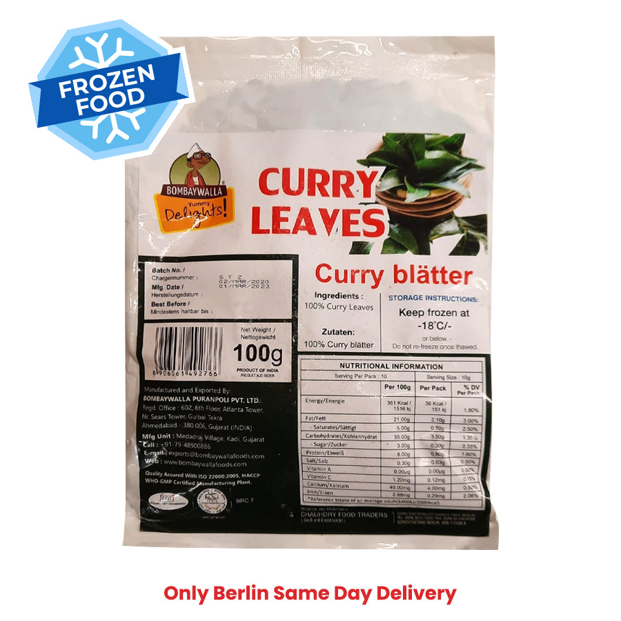 Frozen Bombaywalla Curry Leaves 100gm - Only Berlin Same Day Delivery - Spice Village