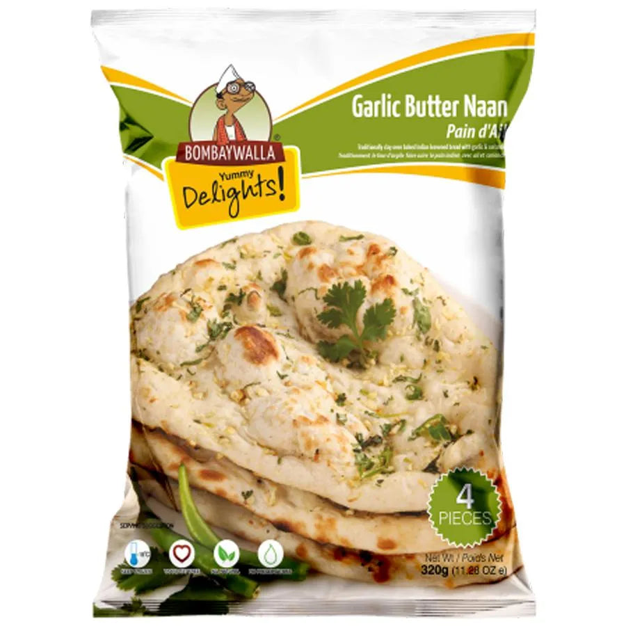 Frozen Bombaywalla Garlic Butter Naan (4 pcs) 320gm - Only Berlin Same Day Delivery - Spice Village