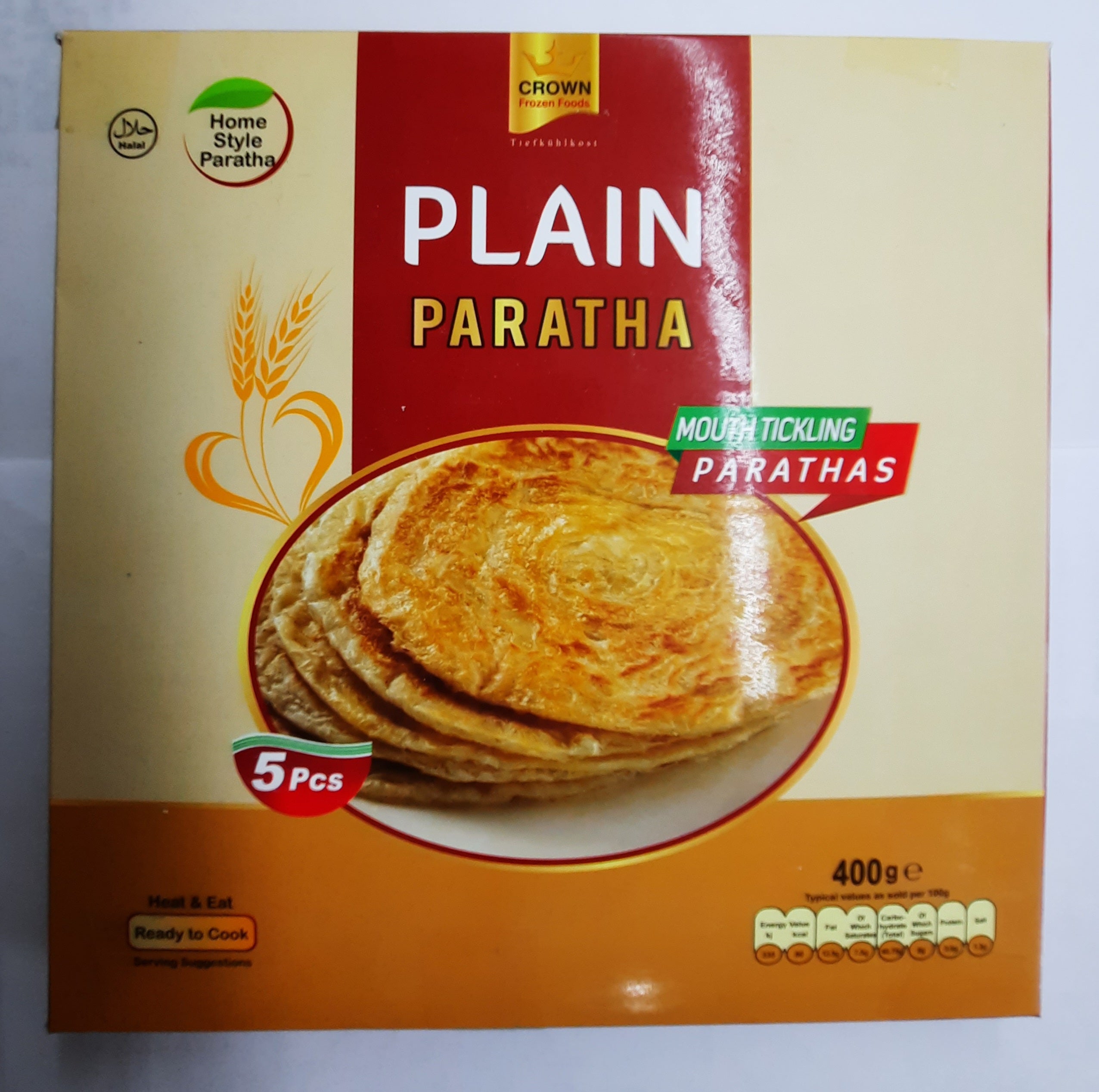Frozen Crown Plain Paratha 5Pcs 400gm- Only Berlin Same Day Delivery - Spice Village