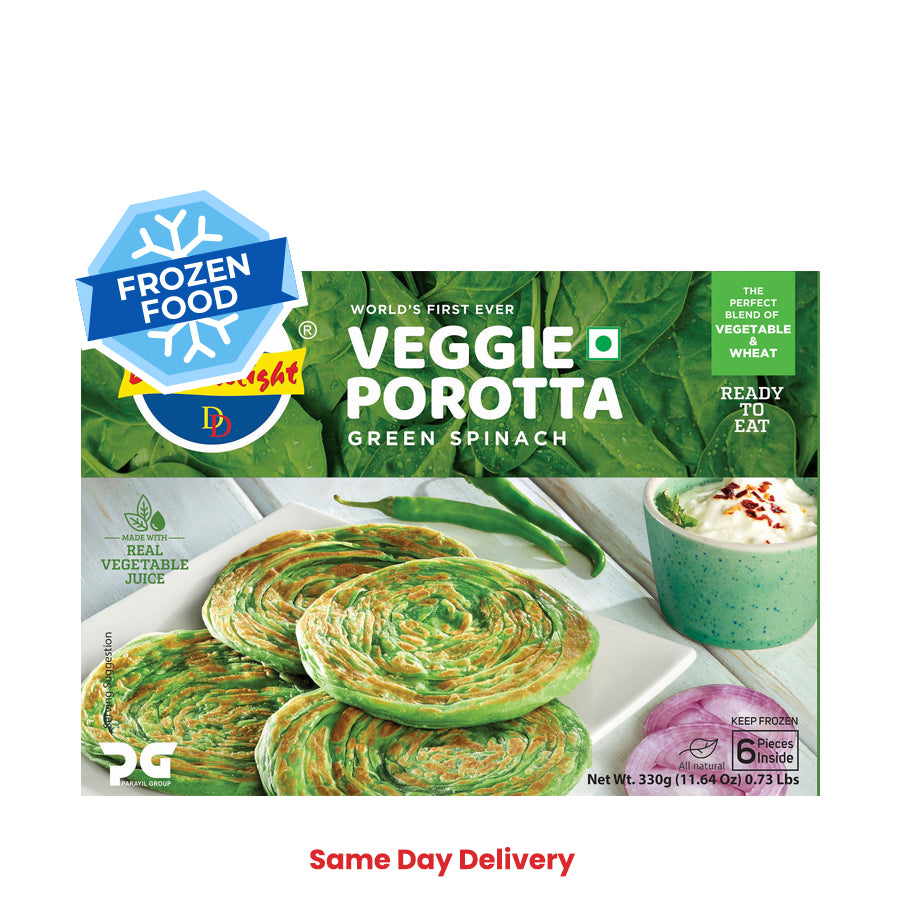 Frozen Daily Delight Green Spinach Porotta 330gm -Only Berlin Same Day Delivery - Spice Village