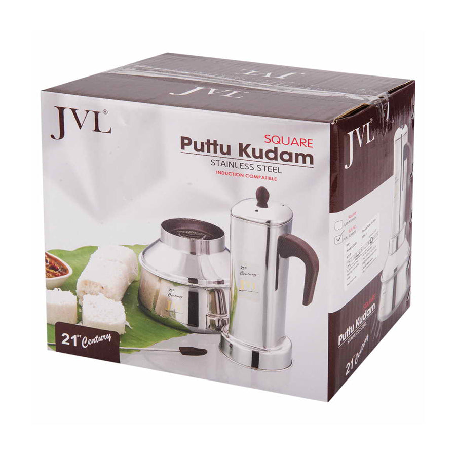 JVL Stainless Steel Round Puttu Kudam (Induction Compatible) (No Refund/ No Guarantee) - Spice Village
