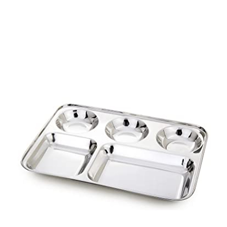Lily Stainless Steel Plate with 5 compartments (No Refund/No Guarantee) - Spice Village
