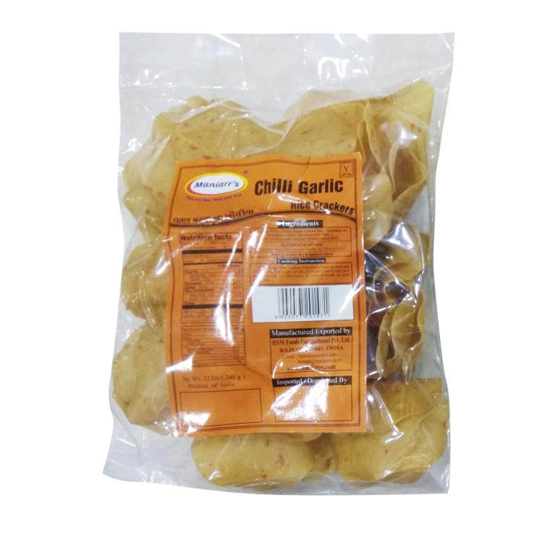 Maniarrs Rice Papad (Khichiya) - Chilli Garlic 340gm - Spice Village