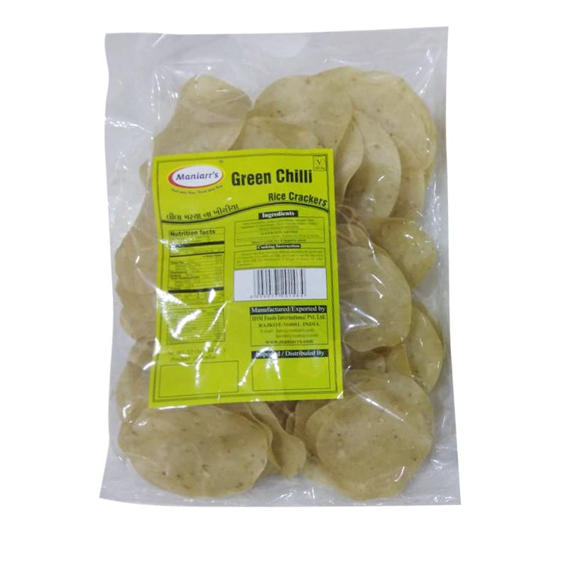 Maniarrs Rice Papad (Khichiya) - Green Chilli 340gm - Spice Village