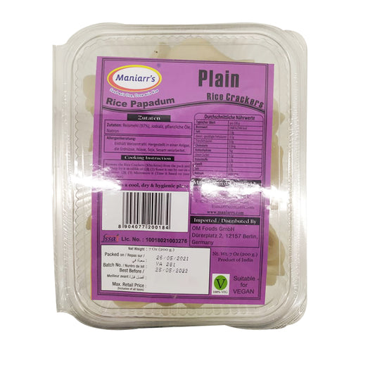 Maniarrs Rice Papad (Khichiya) - Plain 200gm