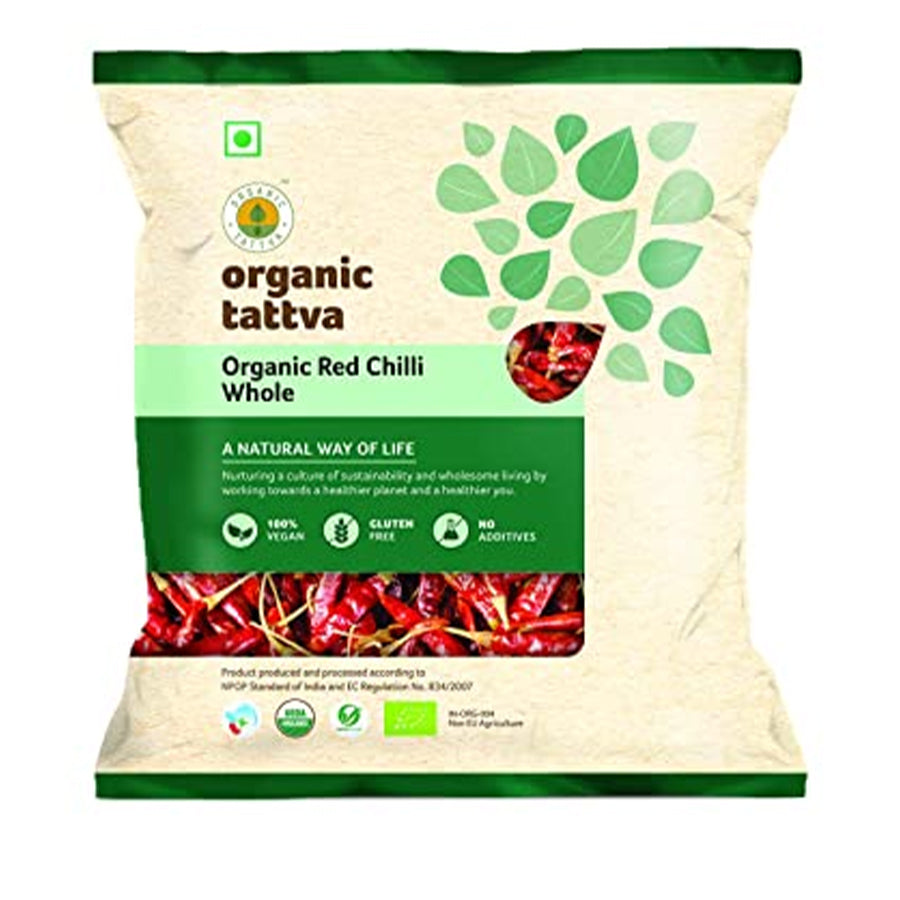 Organic Tattva Red Chilli Whole 100gm - Spice Village
