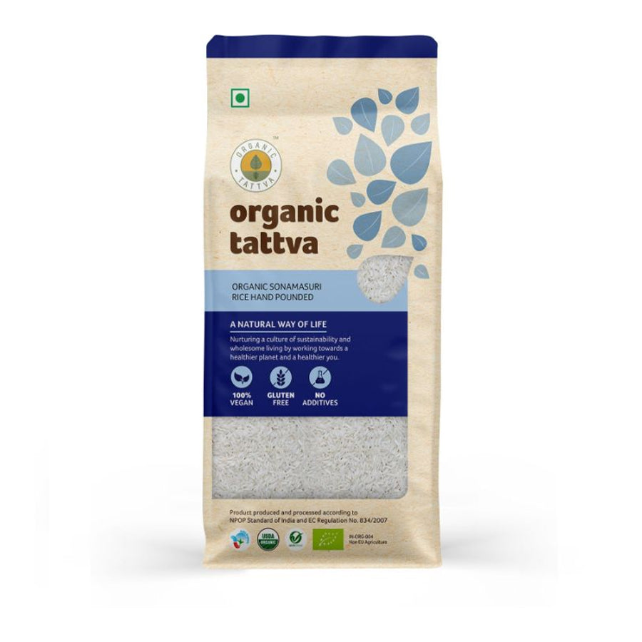 Organic Tattva Sona Masoori Rice Hand Pounded 1kg - Spice Village