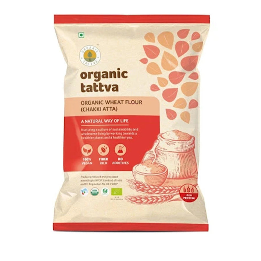 Organic Tattva Whole Wheat Flour (Chakki Atta) 1Kg - Expiry 22nd June 2022 - Spice Village