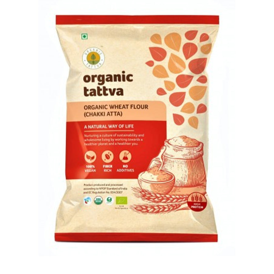 Organic Tattva Whole Wheat Flour (Chakki Atta) 5Kg - Expiry 22nd June 2022 - Spice Village