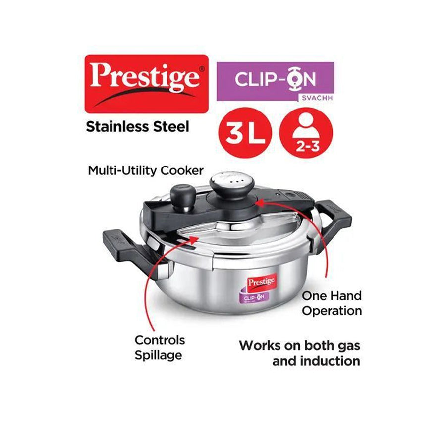 Prestige Svacch Clip On Pressure Stainless Steel Cooker 5L (No Refund / No Guarantee) - Spice Village