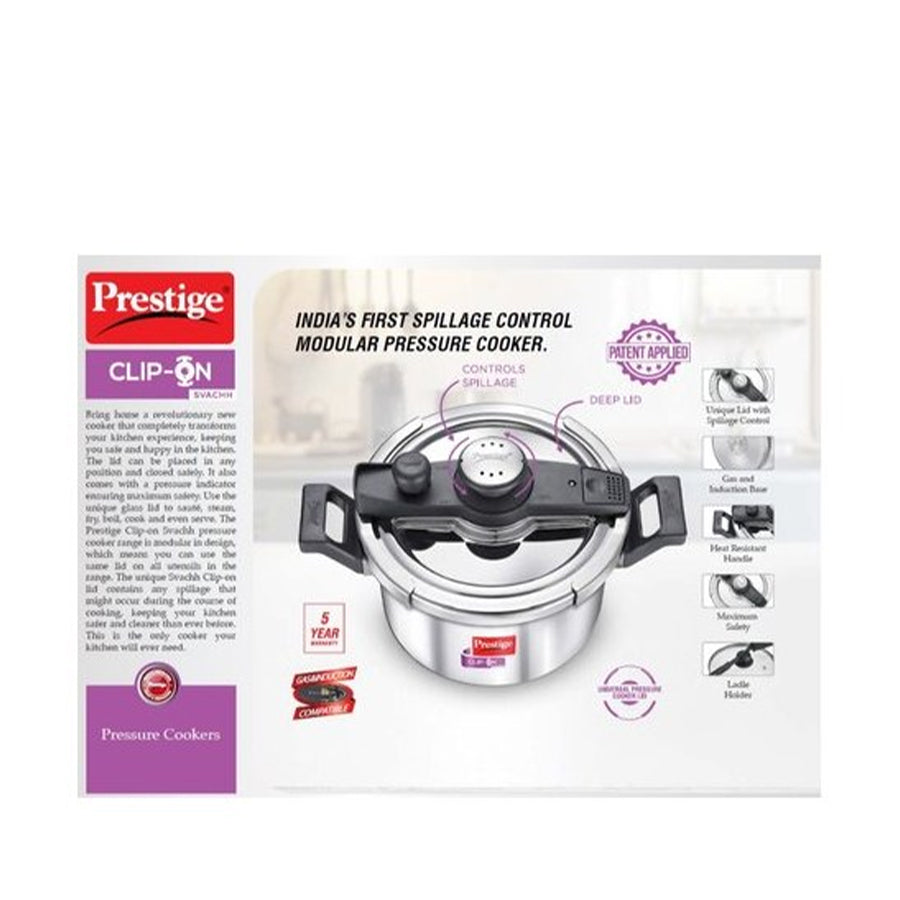 Prestige Svacch Clip On Pressure Stainless Steel Cooker 5L (No Refund / No Guarantee) - Spice Village