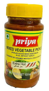 Priya Extra Hot Mixed Pickle 300g (Without  Garlic) - Spice Village