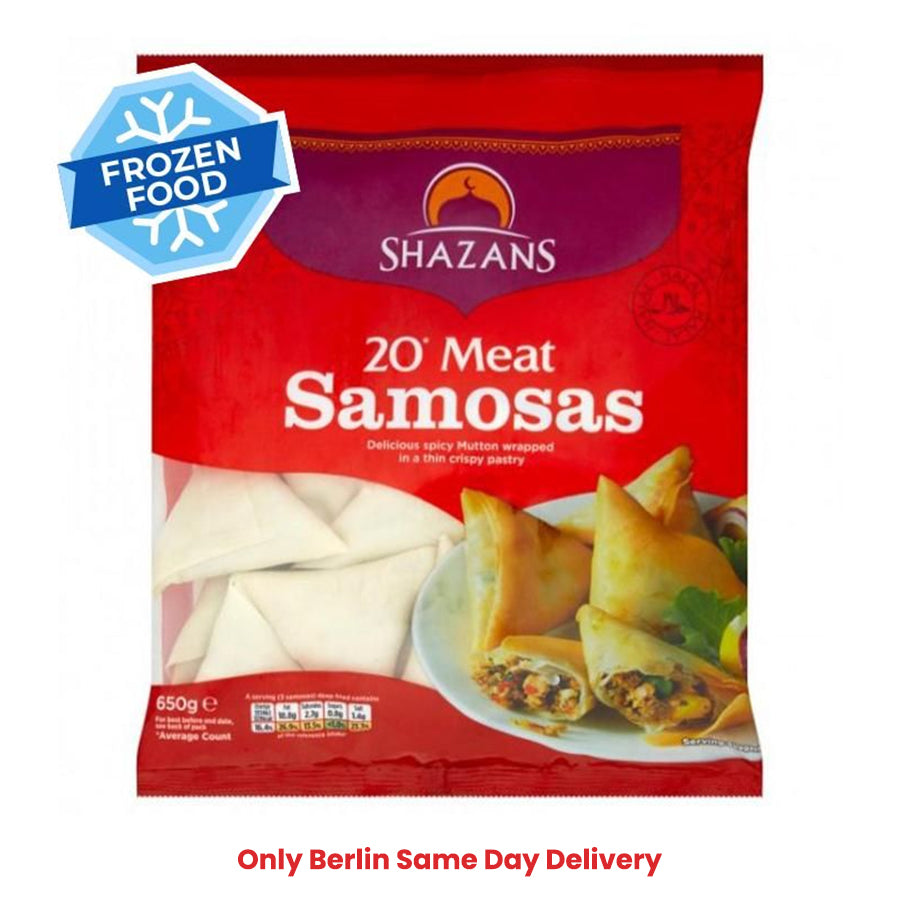 Frozen Shazans Meat Samosa (20 pieces) 650gm - Only Berlin Same Day Delivery - Spice Village