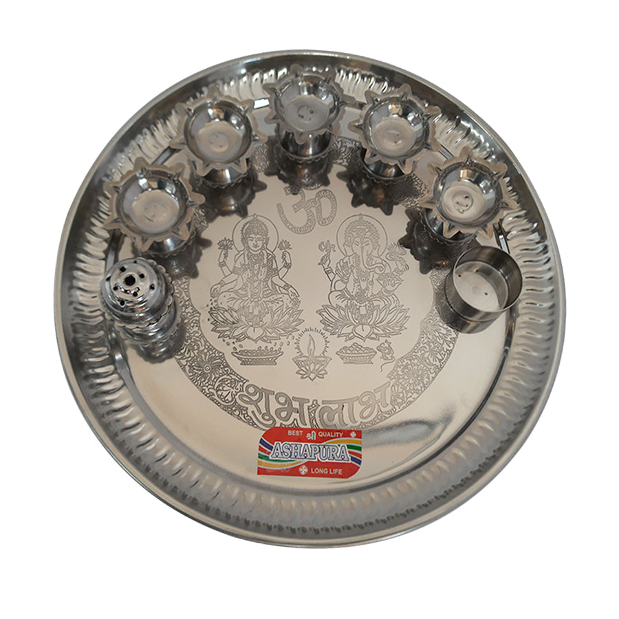 Pooja Thali Silver (30cm) - Spice Village