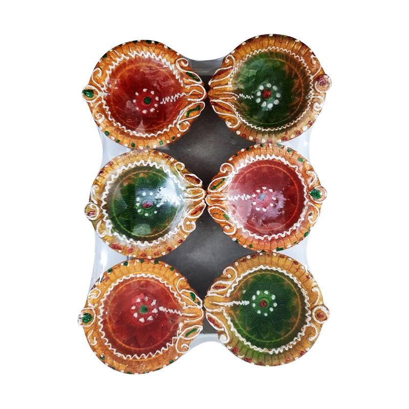 Premium Colorful Diya (Pack of 6) - Spice Village