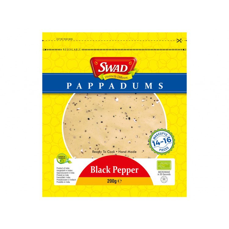 Swad Black Pepper Papad 200gm - Spice Village
