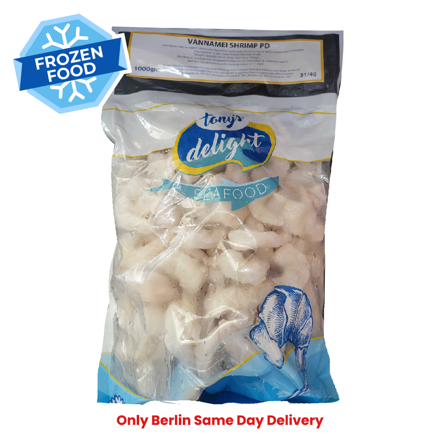 Frozen Tony Delight's Vannamei Shrimp (P/D) 31/40 1kg - Only Berlin Same Day Delivery