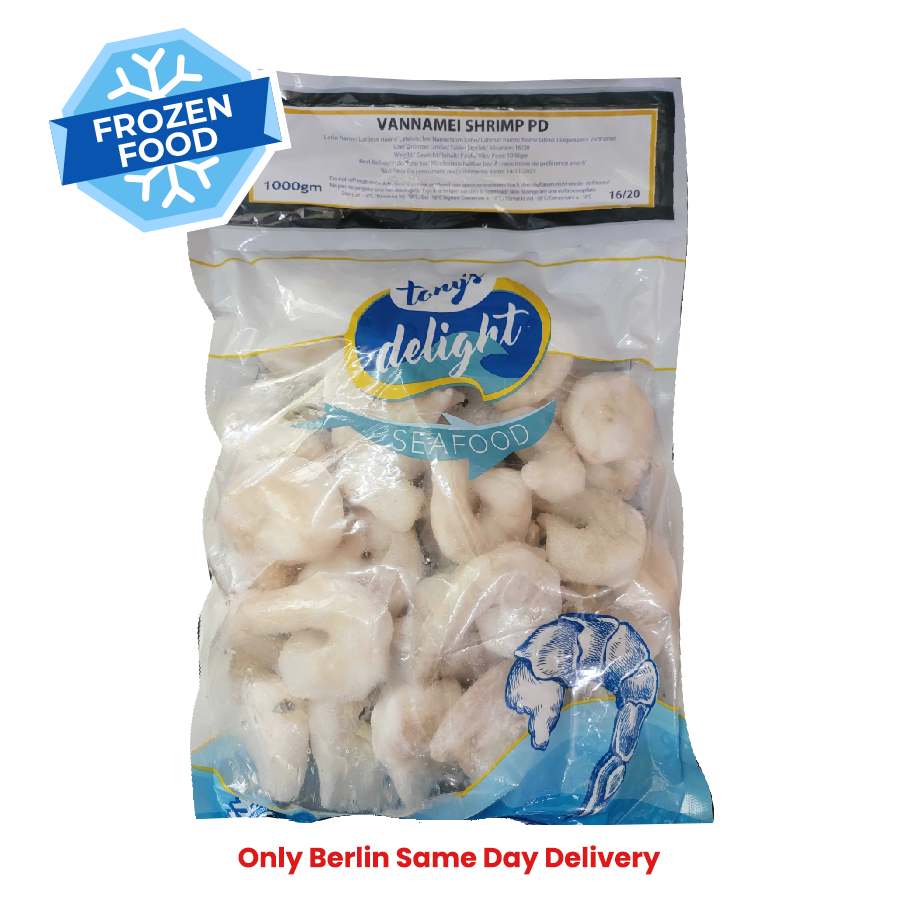 Frozen Tony Delight's Vannamei Shrimp (P/D) 16/20 1kg - Only Berlin Same Day Delivery