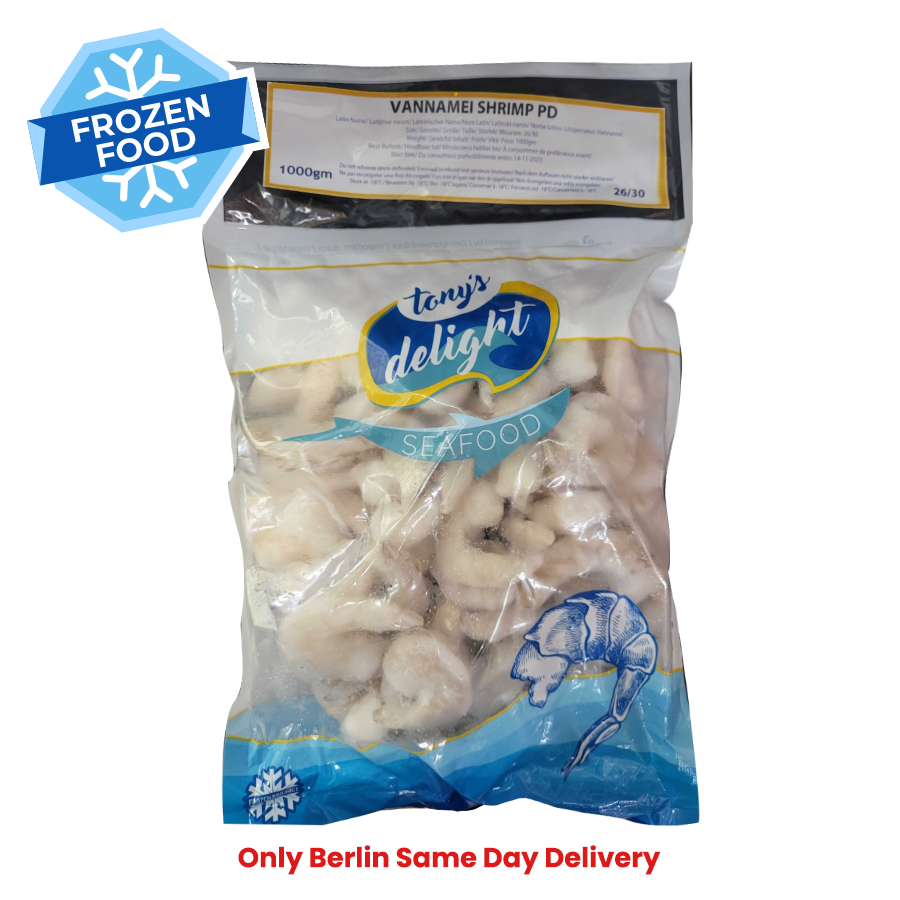Frozen Tony Delight's Vannamei Shrimp (P/D) 26/30 1kg - Only Berlin Same Day Delivery
