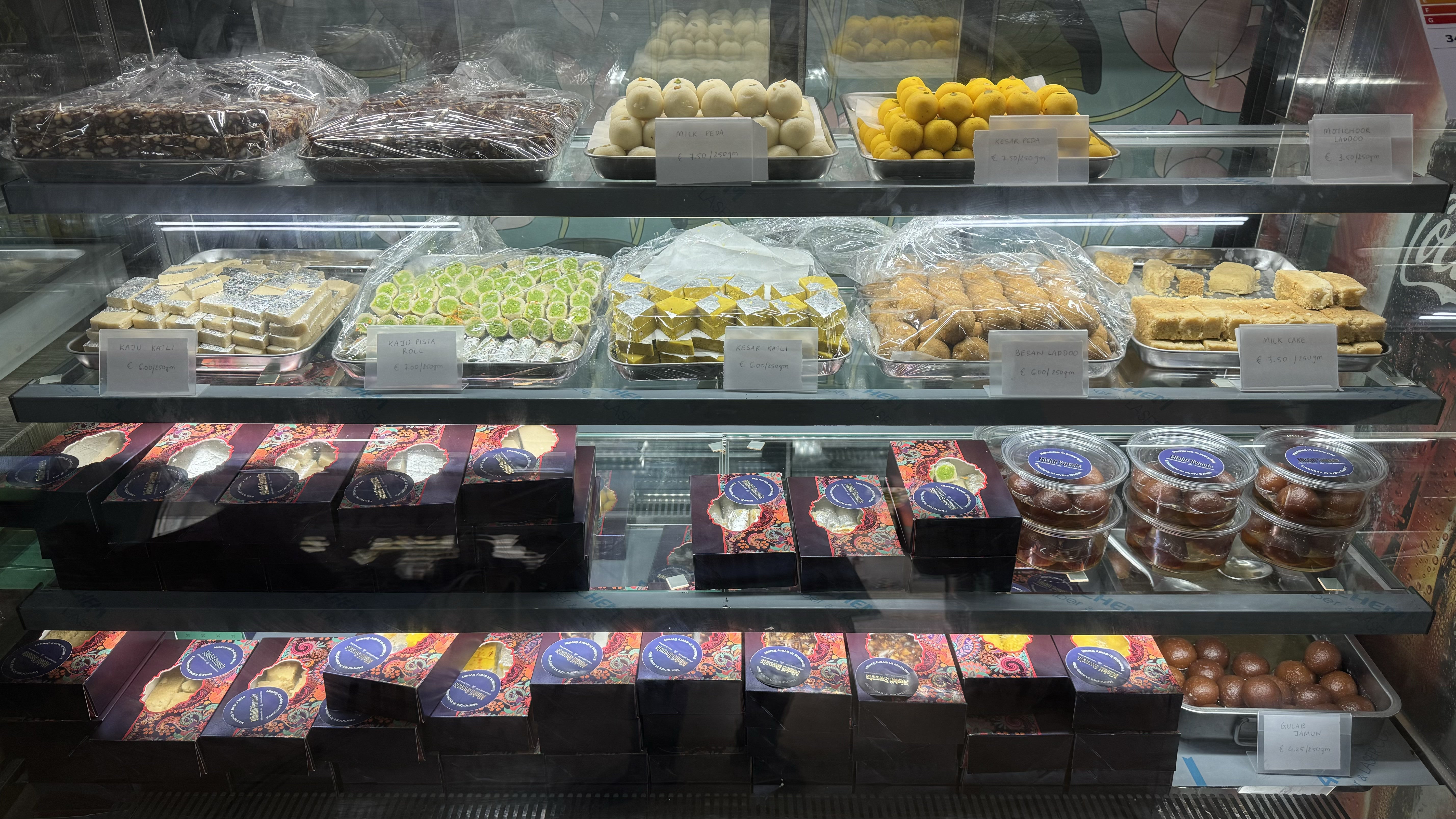 Fresh sweets counter at Spice Village
